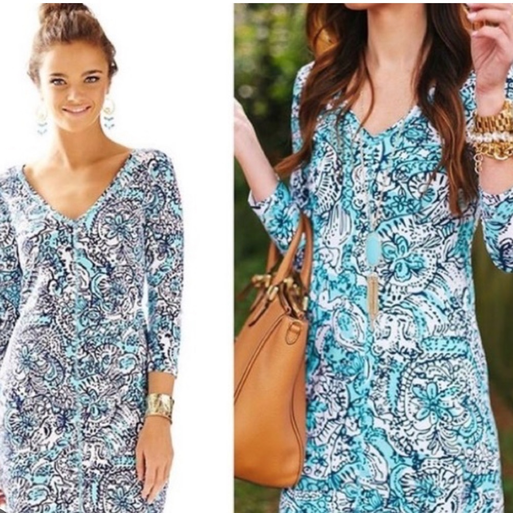 Lilly Pulitzer Juliet Dress in Shorely Blue Hippy Hippy Shake size Medium